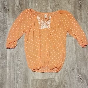 🍾 No Boundaries shear lace blouse top, peach 🍾